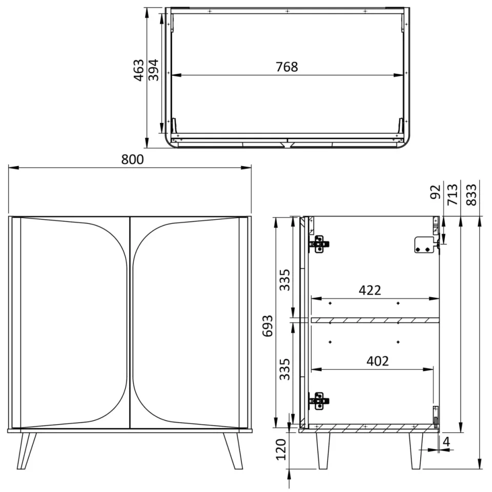 Crosswater Tamobour 800mm Floorstanding Vanity With Doors Soft Clay detail view - Image 2
