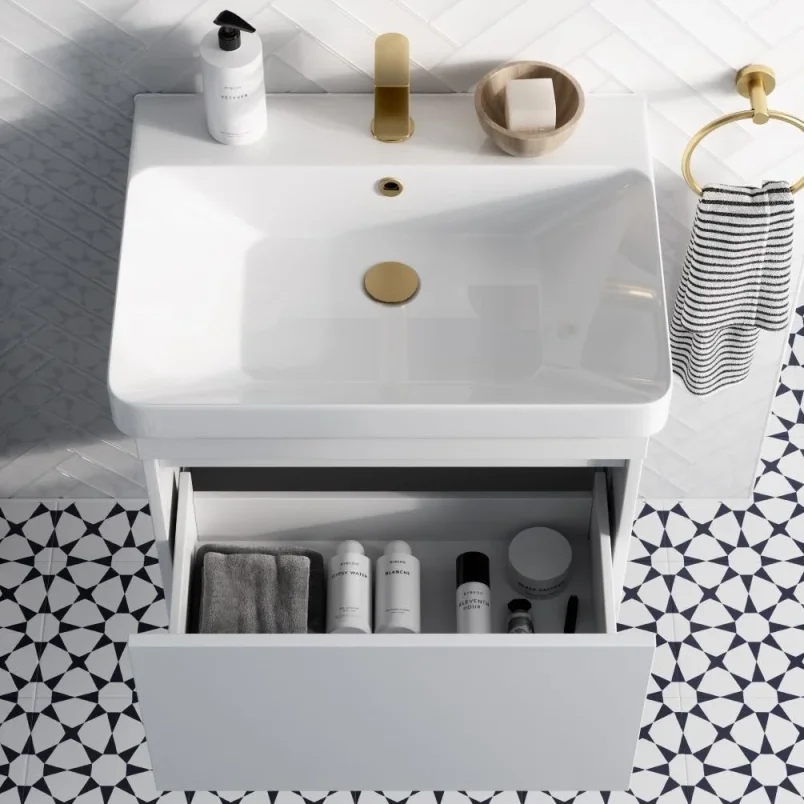 Britton Dalston Unit 600mm Matt White detail view - Image 2