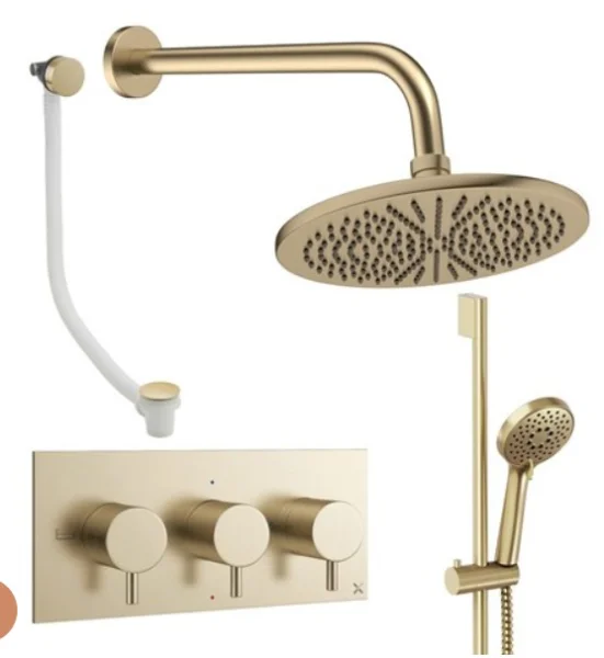 Crosswater Design Shower Set 9 Brushed Brass 300mm