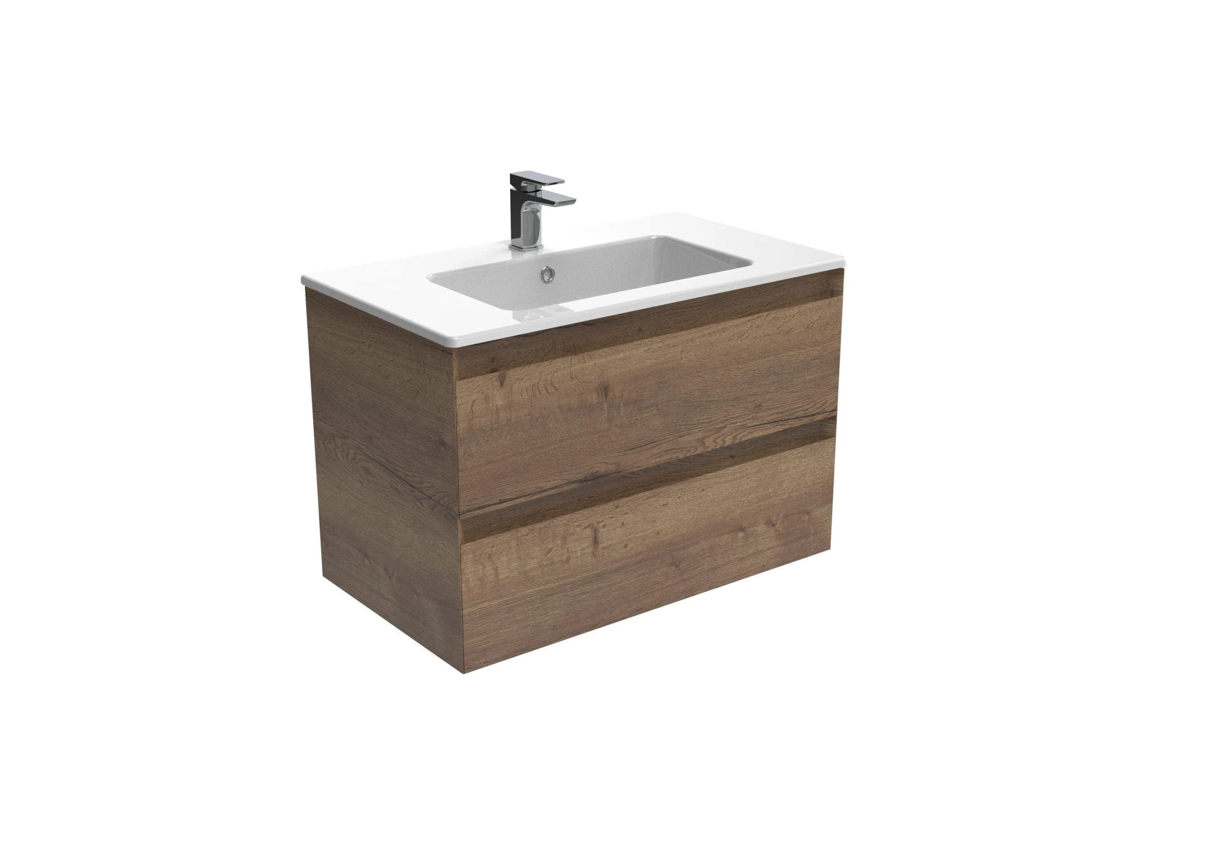 Saneux Uni 80cm 2 Drawer Wall Mounted Unit - English Oak