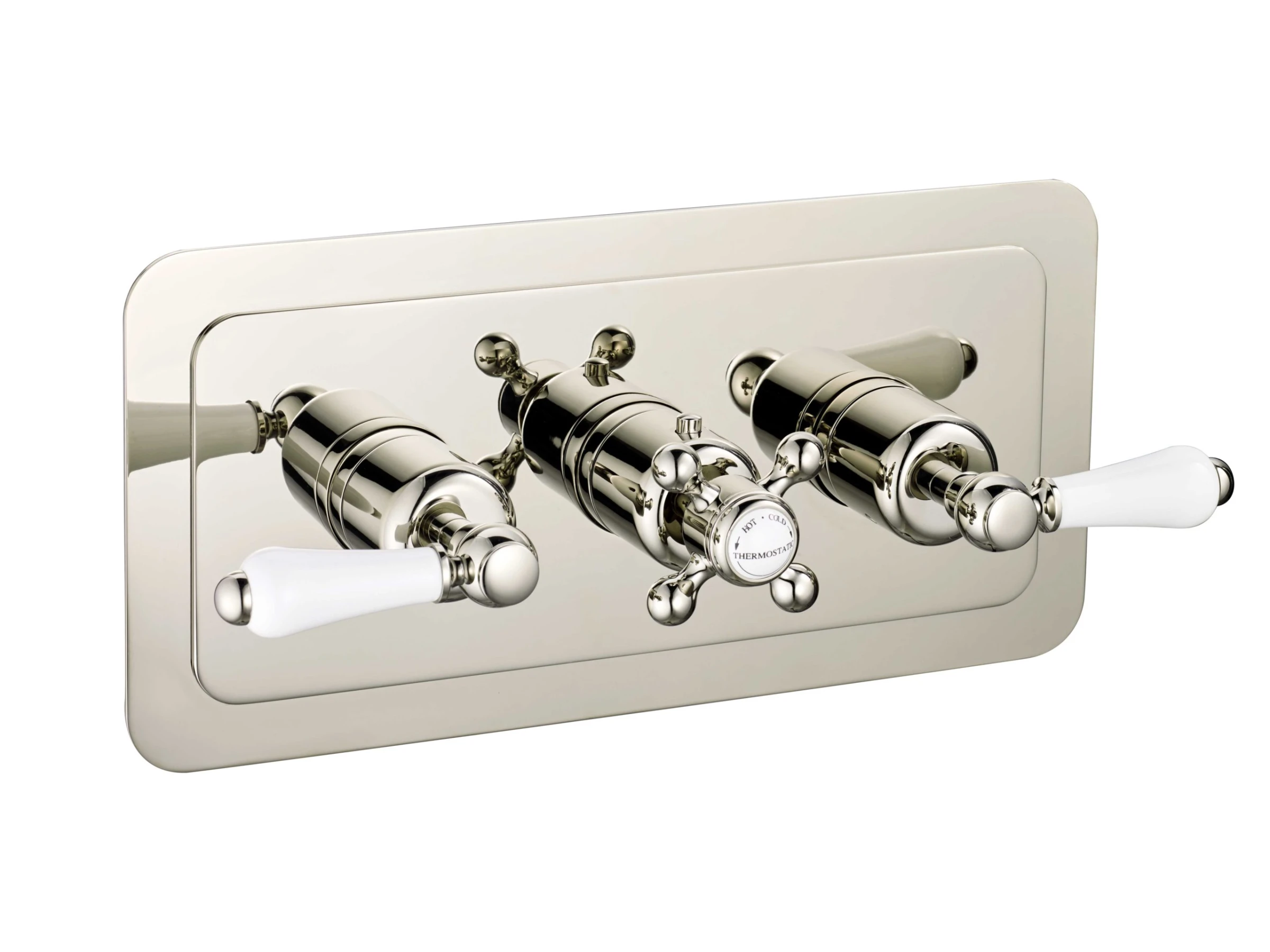 Just Taps Grosvenor Lever Thermo Concealed 3 Outlet Shower Valve Horizontal Nickel