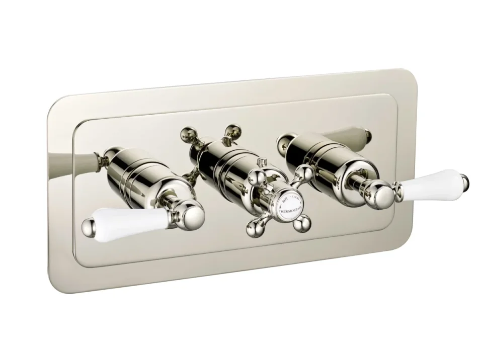 Just Taps Grosvenor Lever Thermo Concealed 3 Outlet Shower Valve Horizontal Nickel product image - Image 1