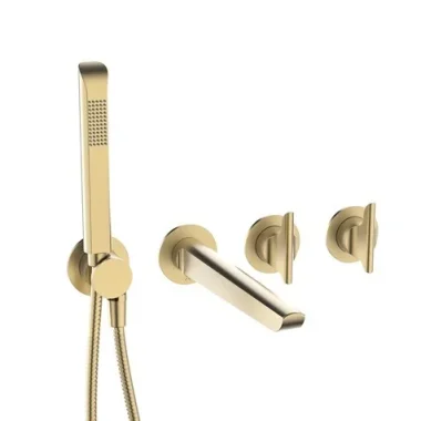 Crosswater Module Foile 2 Handle With Bath Spout & Handshower Brushed Brass product image - Image 1