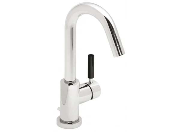 Vado Nuance Mono Basin Mixer Single Lever Deck Mounted With Pop-up Waste With Black Handle