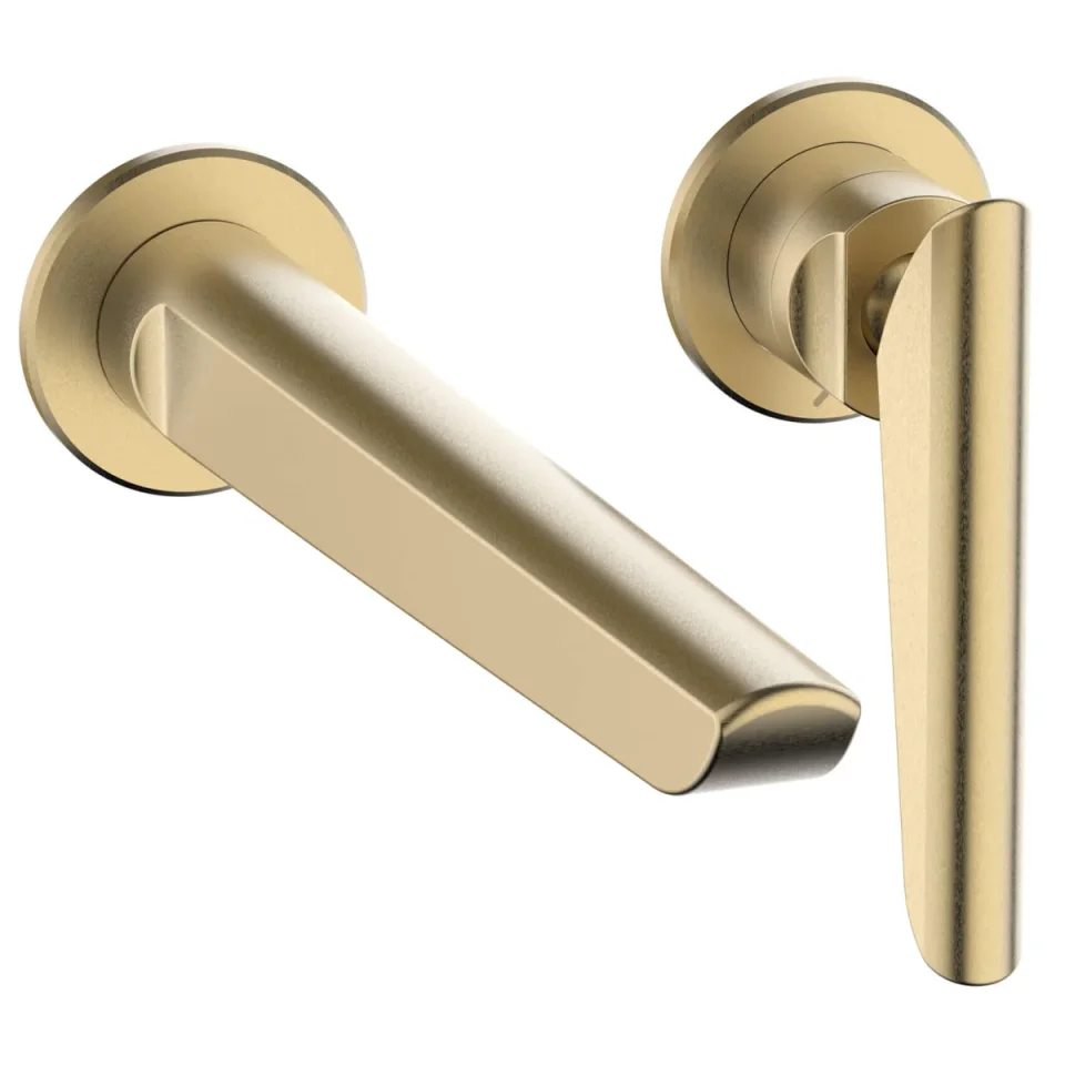 Crosswater Foile Basin 2 Hole Set Brushed Brass detail view - Image 2