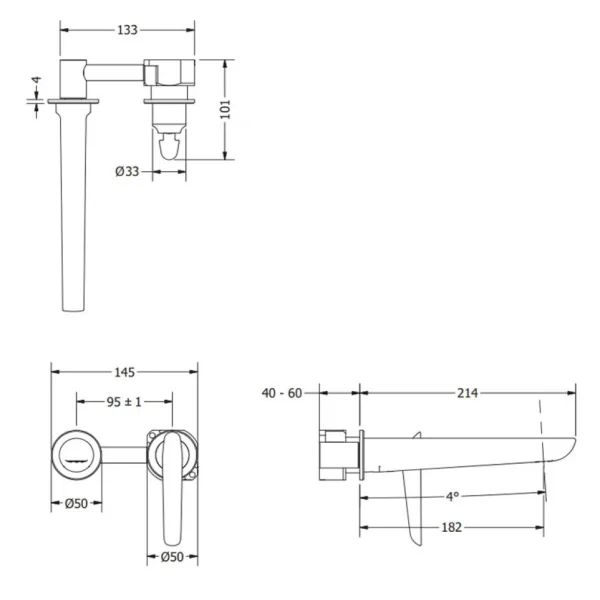 Crosswater Foile Basin 2 Hole Set Brushed Brass