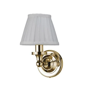 Burlington Round Base White Fine Pleated Shade Gold