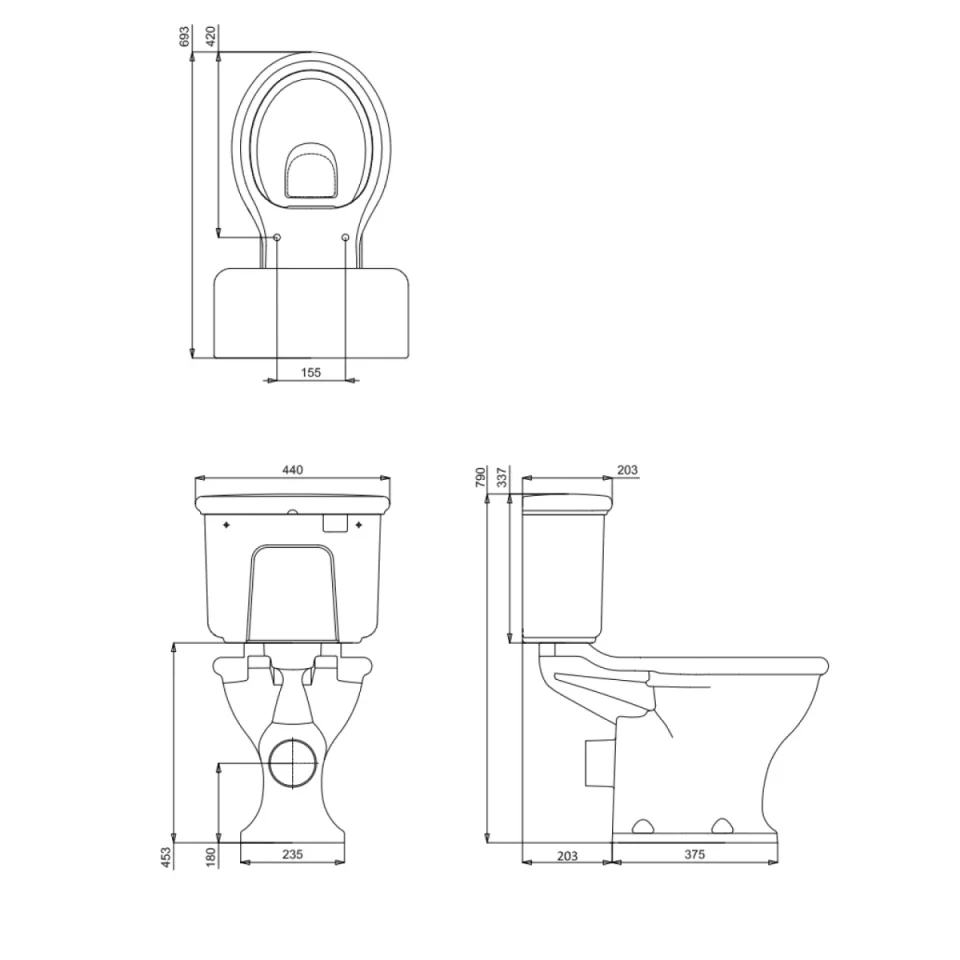 Burlington Guild Closed Coupled Pan White detail view - Image 2