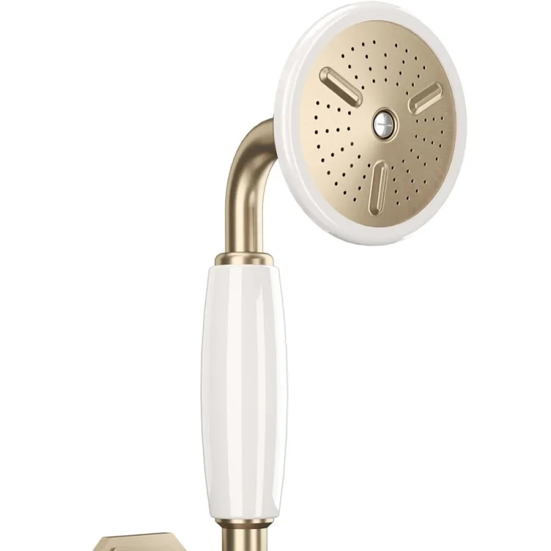 Crosswater Belgravia Handset Wall Outlet and Hose Brushed Brass detail view - Image 4