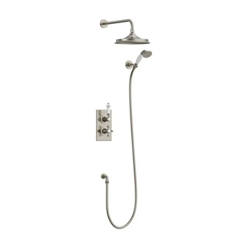 Burlington 2 Outlet Diverter Shower Valve & Arm Brushed Nickel product image - Image 1
