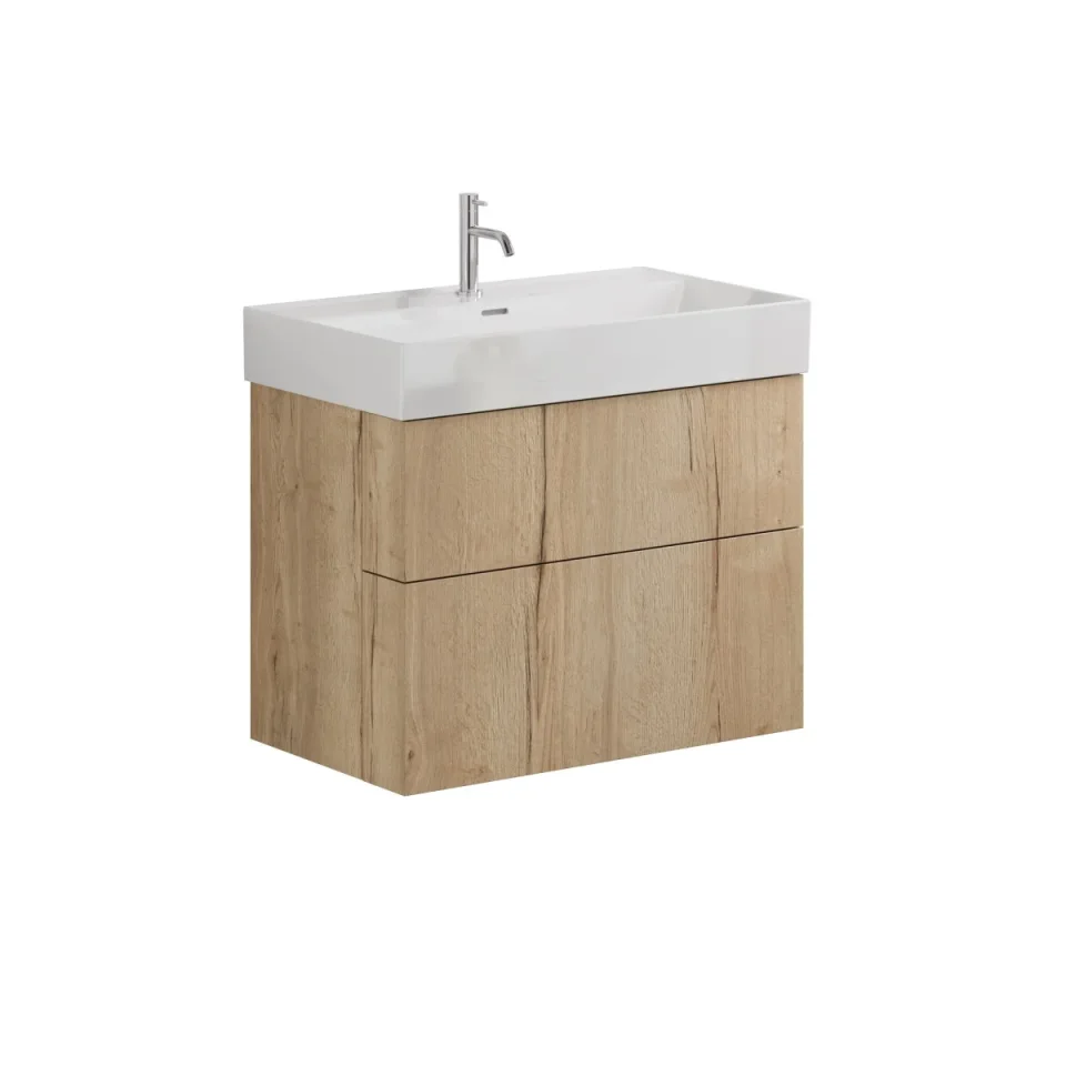 Crosswater Avenue Two Drawer Wall Hung Vanity 800mm Windsor Oak product image - Image 1