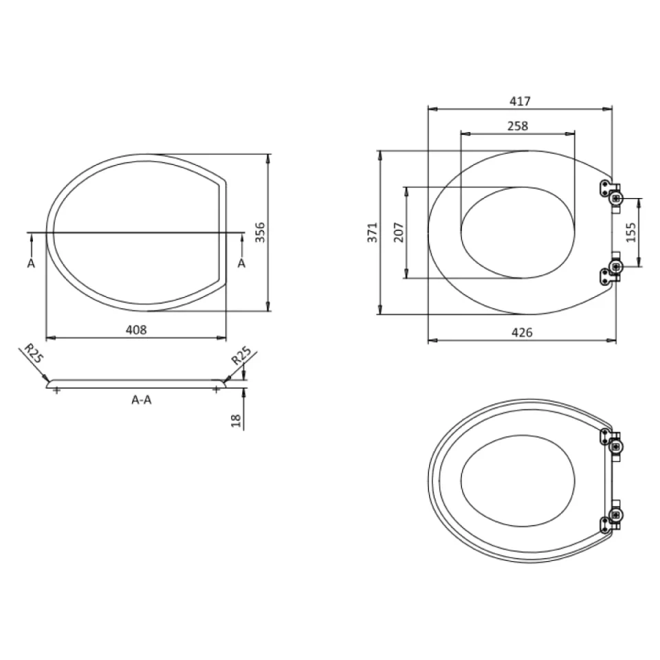 Burlington Guild Soft Close Toilet Seat Varley White detail view - Image 2