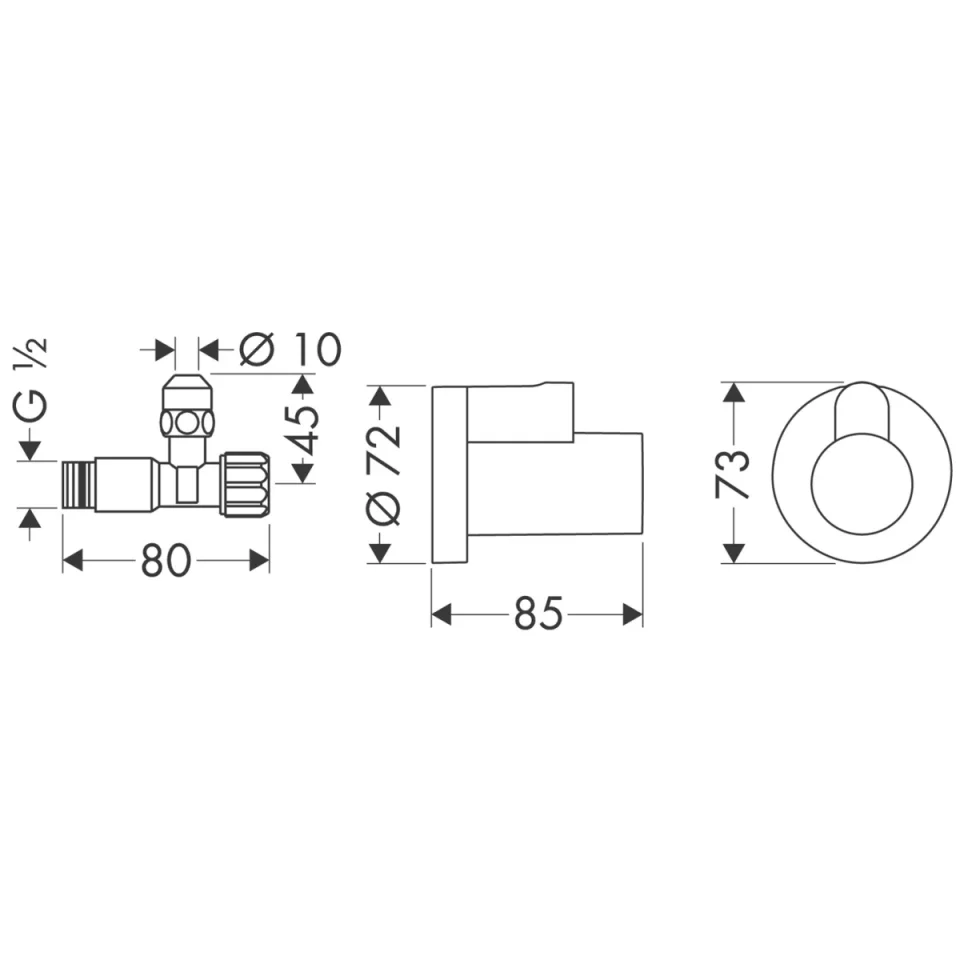 Axor Angle Valve With Cover (single) Chrome detail view - Image 2