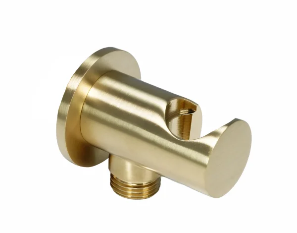 Just Taps Vos Water Outlet Elbow With Wall Support Brushed Brass