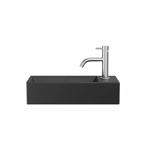 Crosswater Beck Cloakroom Basin Including Free Flow Waste 1 Tap Hole 450 x 200mm Black Matt