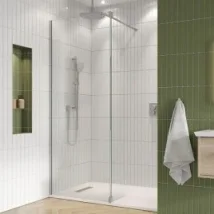 Crosswater Asura Hinged Door with Inline Fixed Panel 1400 Chrome