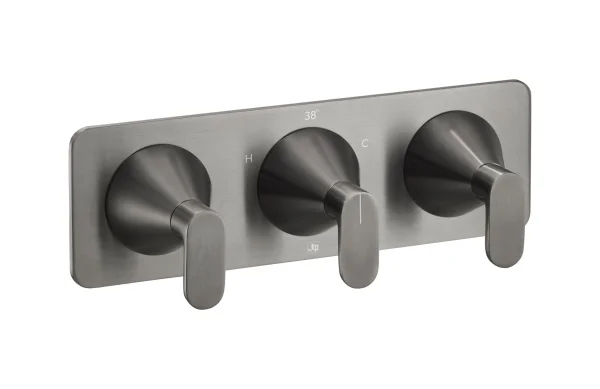 Just Taps Kono Thermostatic Concealed 3 Outlet Shower Valve (both Handles Included) Brushed Black