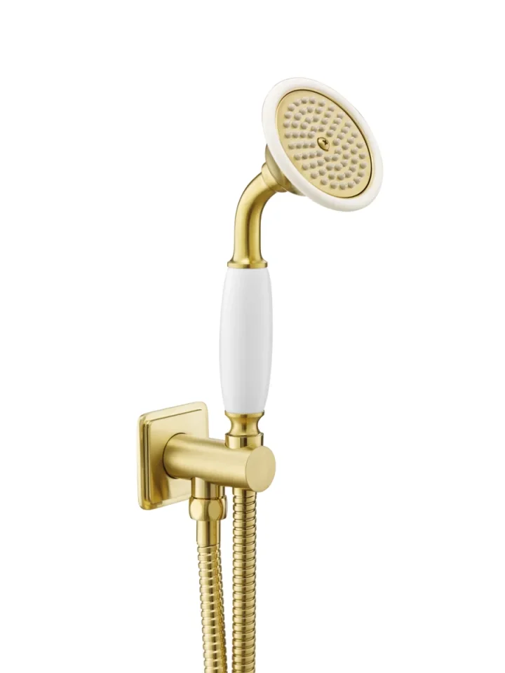 Just Taps Grosvenor - Wall Outlet With H/shower & Hose Brushed Brass product image - Image 1