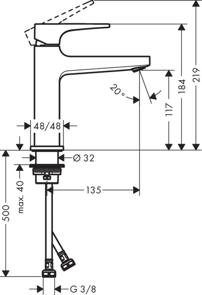 Hansgrohe Metropol Basin Mix.110 Zh.push Chrome Chrome detail view - Image 2