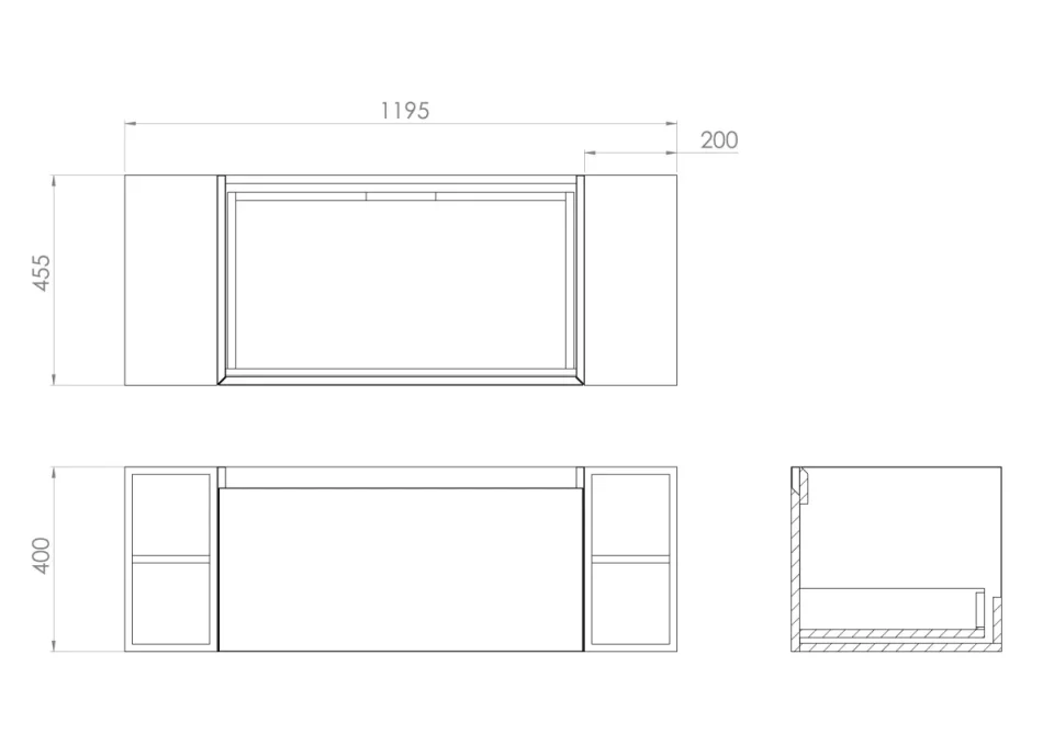 Saneux Uni 120cm Kit - 80cm 1 Drawer Wall Mounted Unit, 2 X 20cm Spacers & 120cm Countertop - Matte White detail view - Image 2