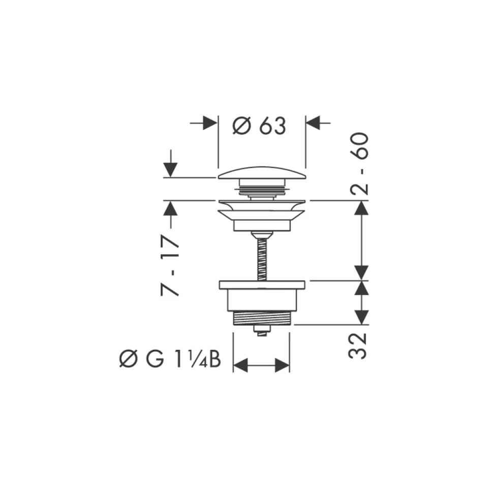Hansgrohe Basin Waste Push Open Brass Mb Matt Black detail view - Image 2
