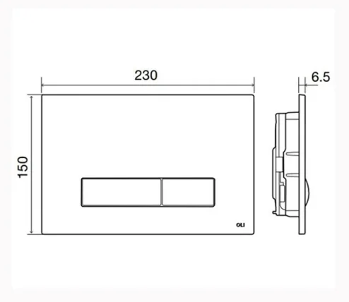Oli Glam Satin Chrome Flush Plate Mechanical TD technical drawing - Image 3