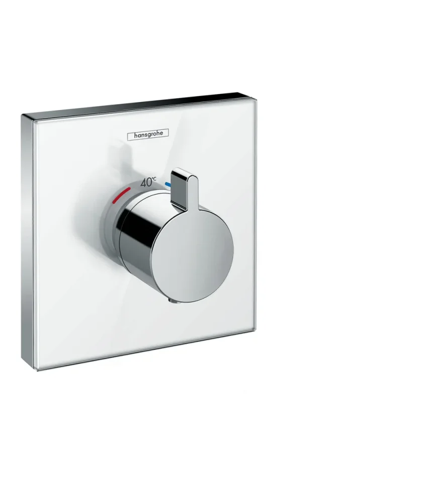 Hansgrohe ShowerSelect Glass Thermostatic Shower Valve Mixer HighFlow for concealed installation White/Chrome product image - Image 1