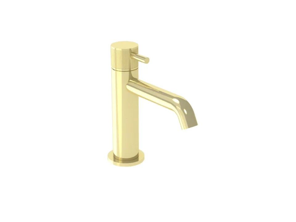 Saneux Cos Basin Mixer Kit - W/ Fluted Handle - Brushed Brass (pvd) detail view - Image 2