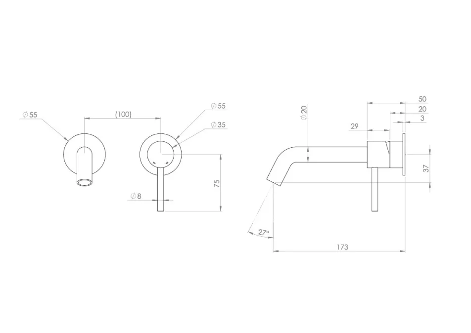 Saneux Cos Classic 2 Plate Wall Mounted Mixer & Shrouds - Brushed Bronze detail view - Image 2