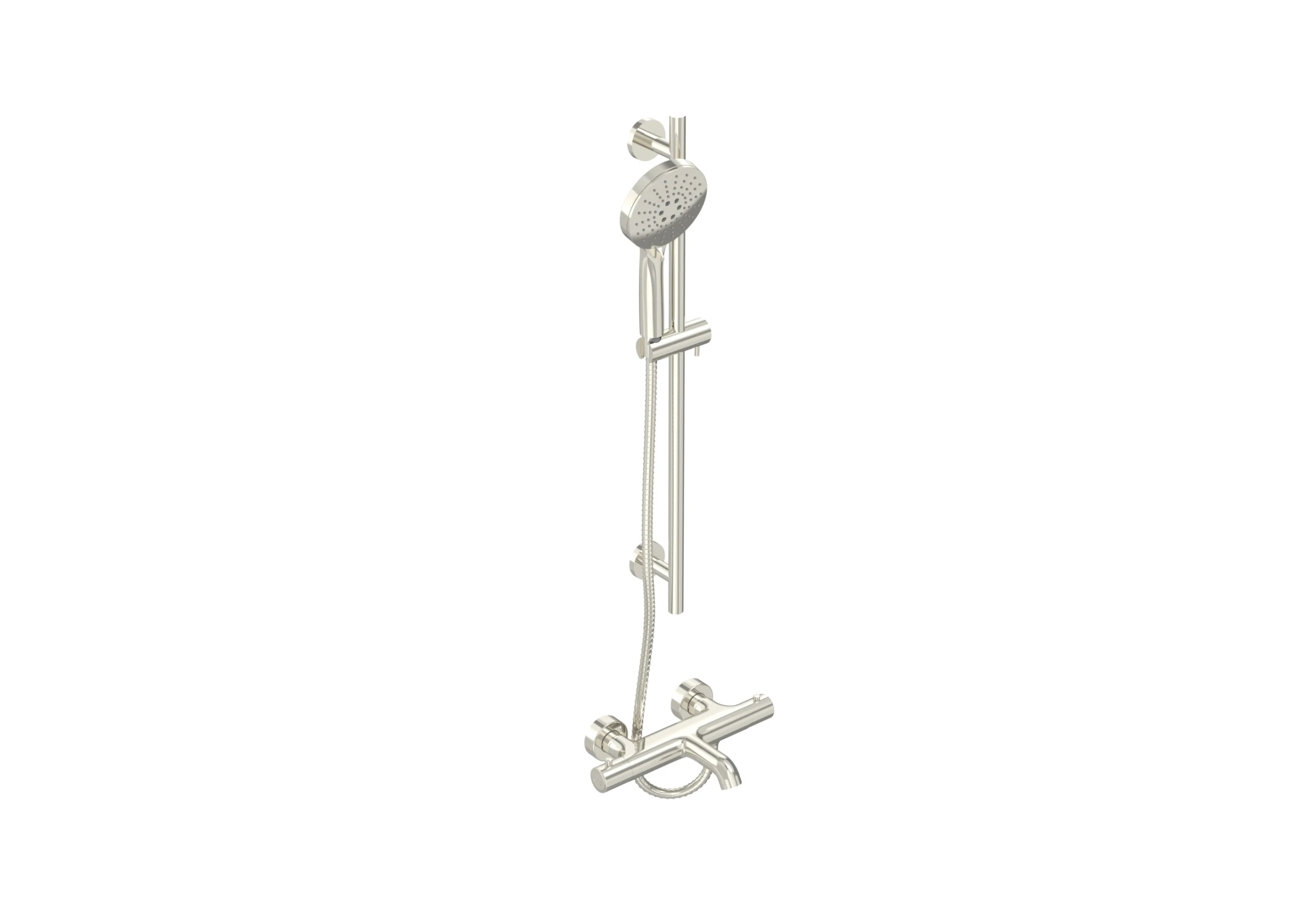 Saneux Cos Exposed Bath Shower Mixer Kit - W/ Slider Rail & 3 Function Handset - Brushed Nickel
