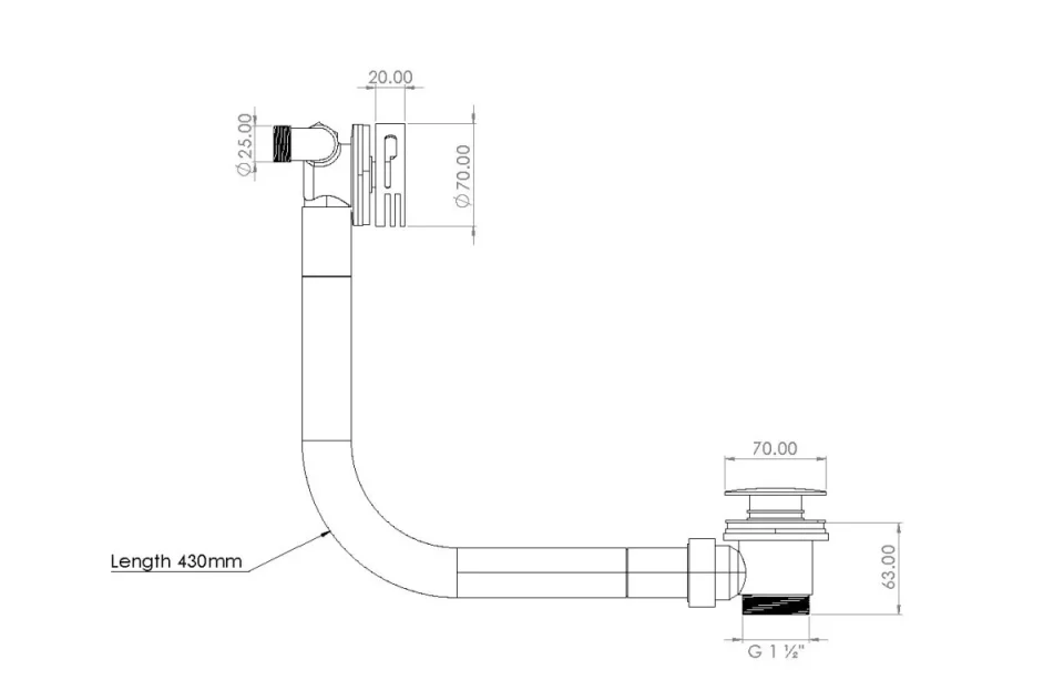 Saneux Cos Bath Filler Overflow & Clicker Waste - Satin Black detail view - Image 3