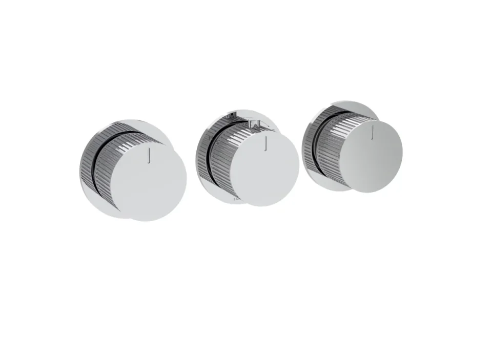 Saneux Cos 3 Way Thermostatic Shower Ring Valve Kit - W/ Fluted Handle - Portrait & Landscape - Chrome product image - Image 2