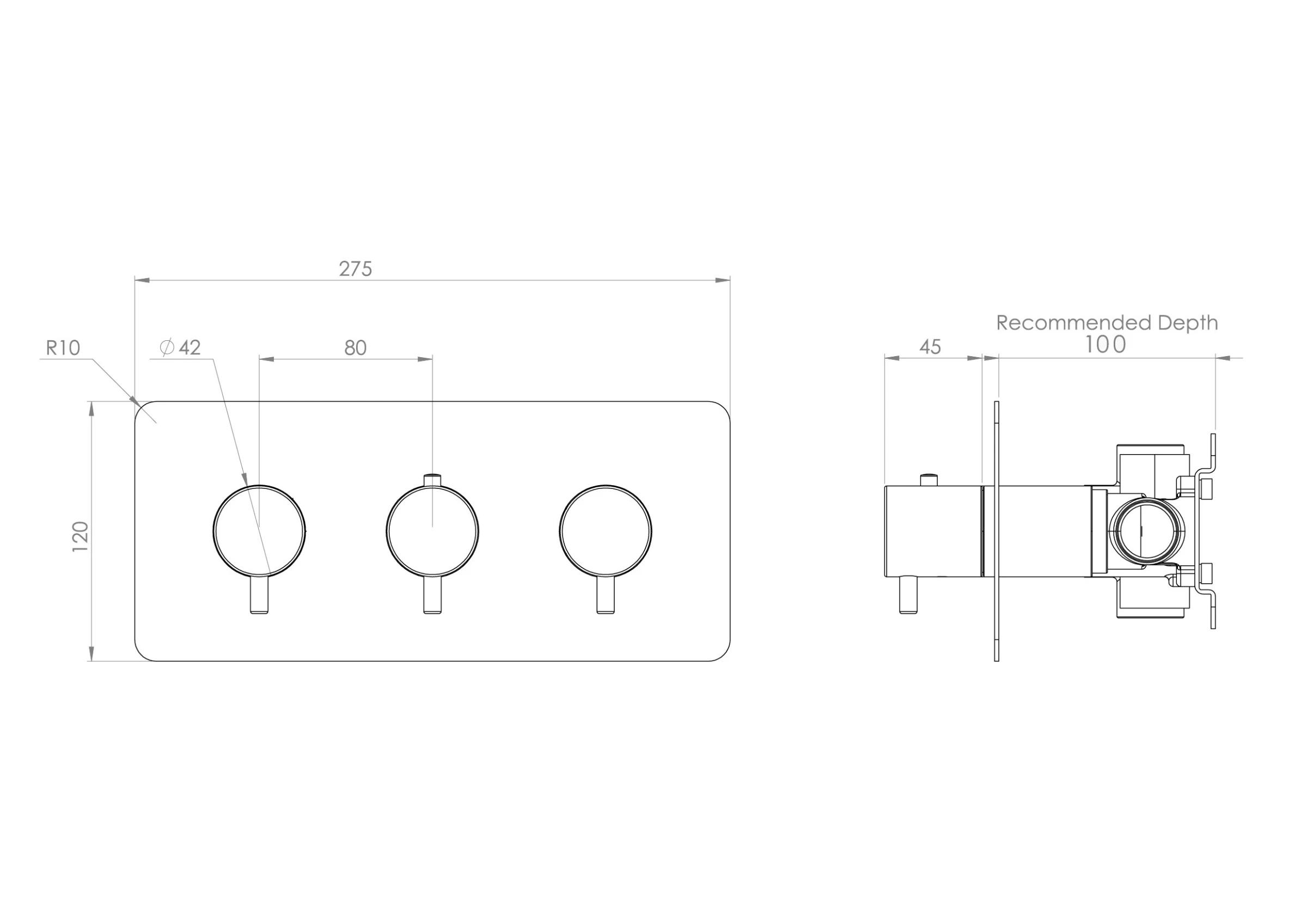 Saneux Cos 3 Way Thermostatic Shower Valve Kit - W/ Classic Handle - Landscape - Brushed Bronze (pvd)