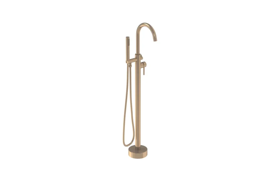 Saneux Cos Floor Standing Bath Shower Mixer - Brushed Bronze (pvd) detail view - Image 3