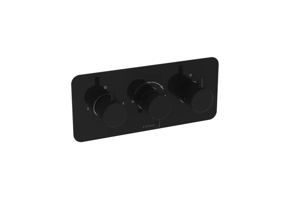 Saneux Cos 3 Way Shower Plate & Shrouds - Landscape - Satin Black product image - Image 2