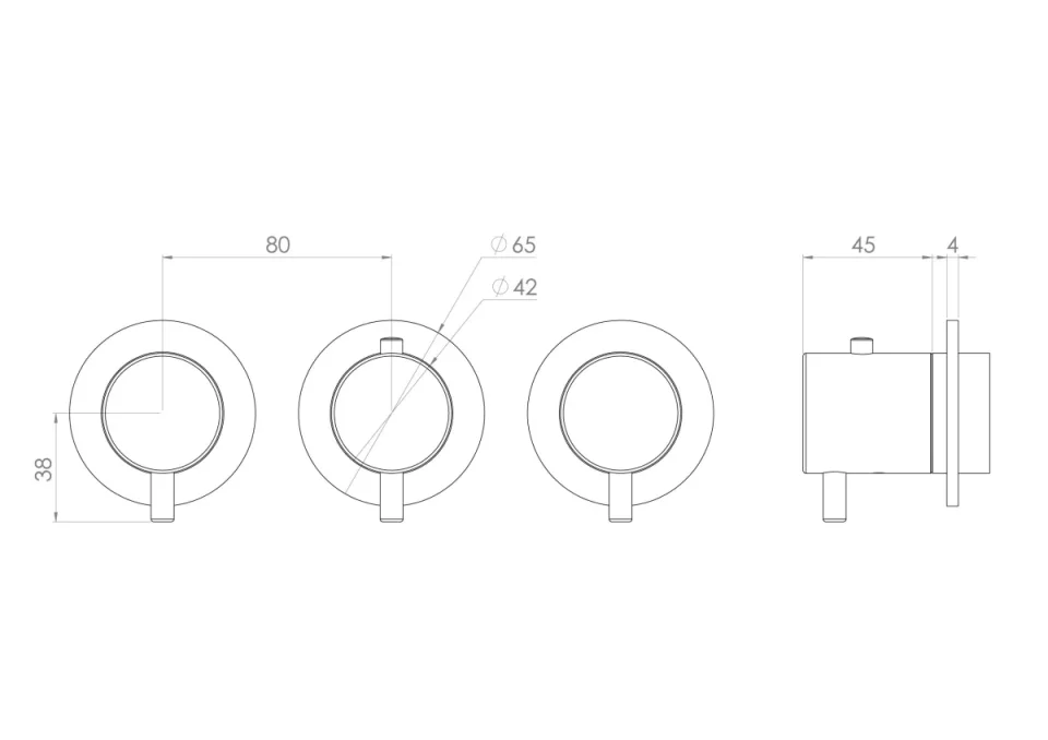 Saneux Cos 3 Way Thermostatic Shower Ring Valve Kit - W/ Classic Handle - Portrait & Landscape - Brushed Brass detail view - Image 3