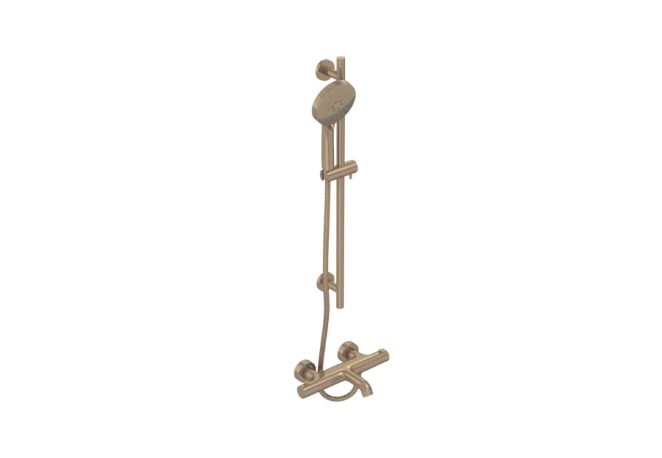 Saneux Cos Exposed Bath Shower Mixer Kit - W/ Slider Rail & 3 Function Handset - Brushed Bronze product image - Image 2