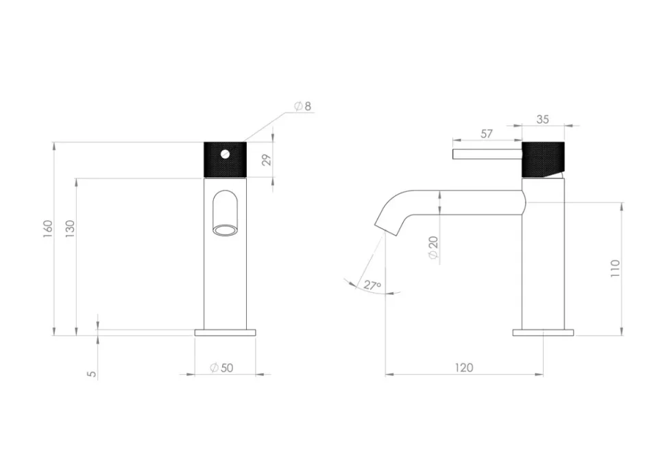 Saneux Cos Basin Mixer Body - Chrome detail view - Image 3