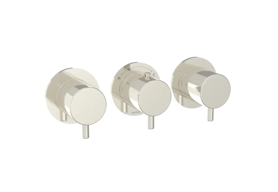 Saneux Cos 3 Way Thermostatic Shower Ring Valve Kit - W/ Classic Handle - Portrait & Landscape - Brushed Nickel product image - Image 3