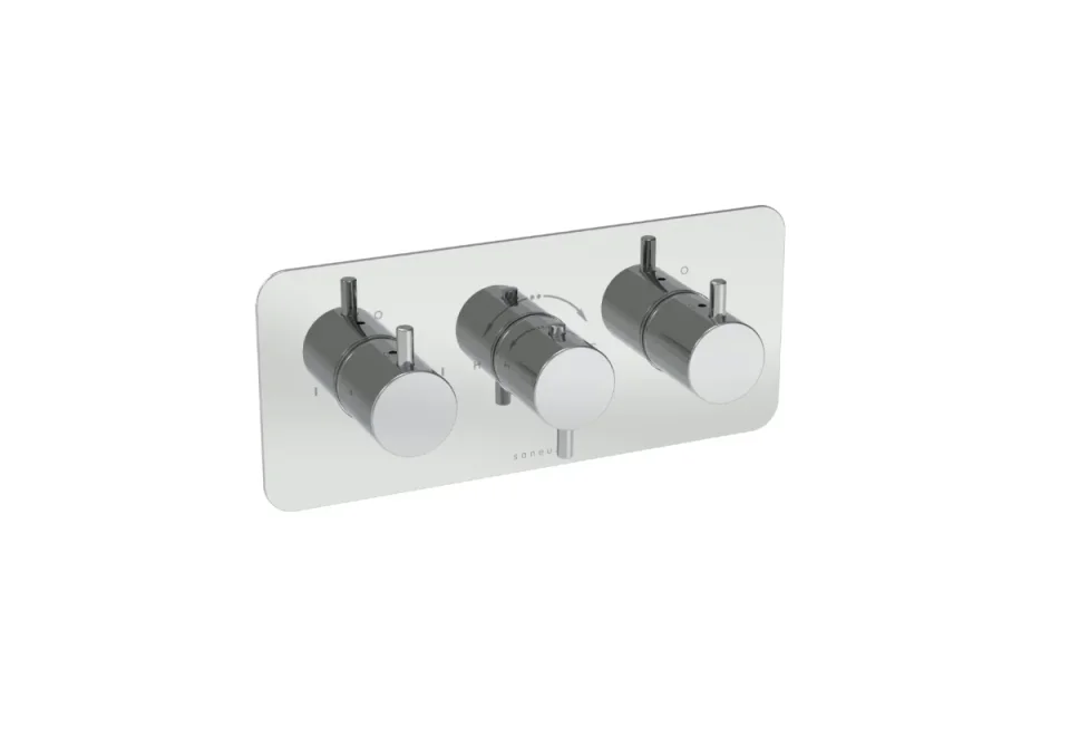 Saneux Cos 3 Way Thermostatic Shower Valve Kit - W/ Classic Handle - Landscape - Chrome product image - Image 2