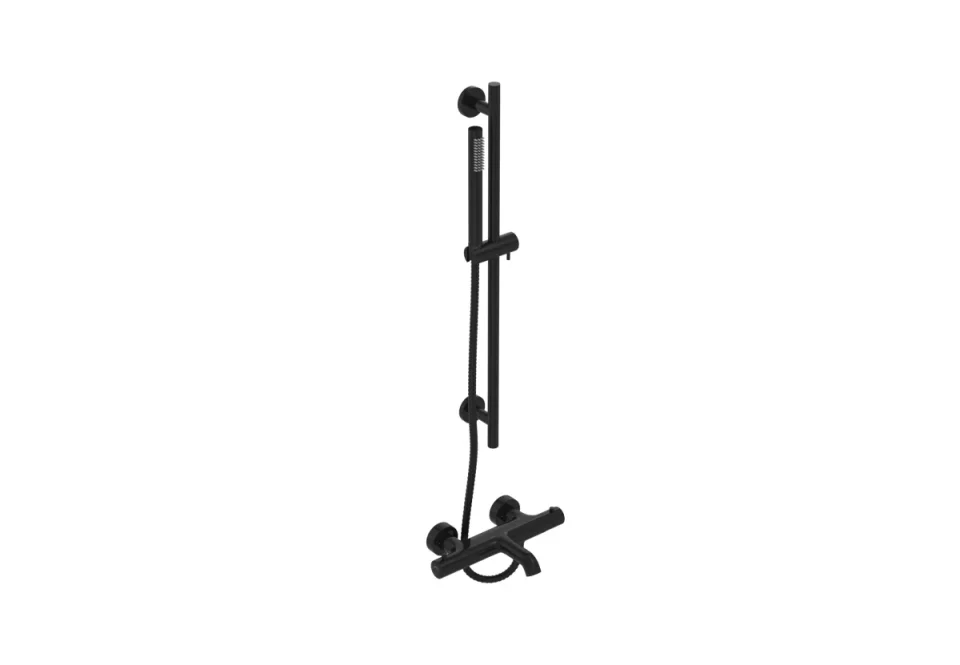 Saneux Cos Exposed Bath Shower Mixer Kit - W/ Slider Rail & Slim Handset - Satin Black product image - Image 2
