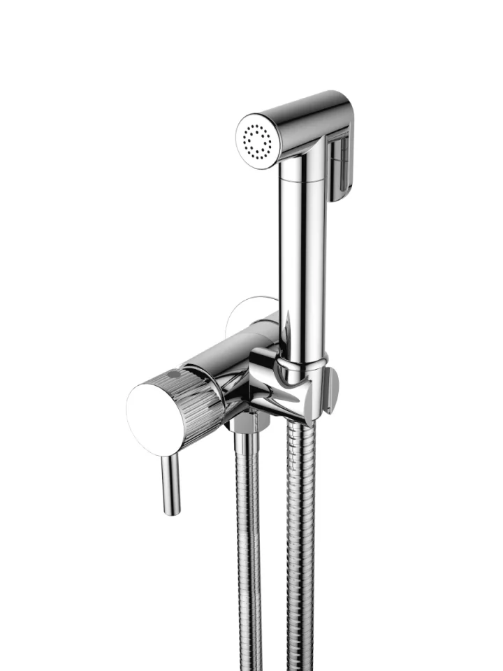 Saneux Cos Douche Kit With Fluted Handle - Chrome product image - Image 2