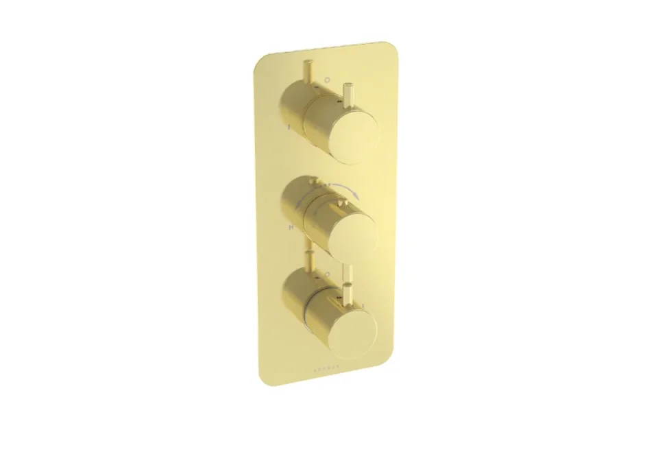 Saneux Cos 3 Way Thermostatic Shower Valve Kit - W/ Classic Handle - Portrait - Brushed Brass (pvd) product image - Image 2