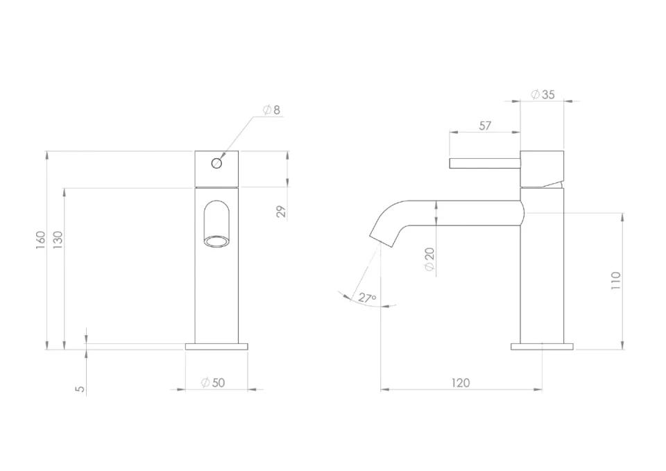 Saneux Cos Basin Mixer Body - Brushed Brass detail view - Image 3