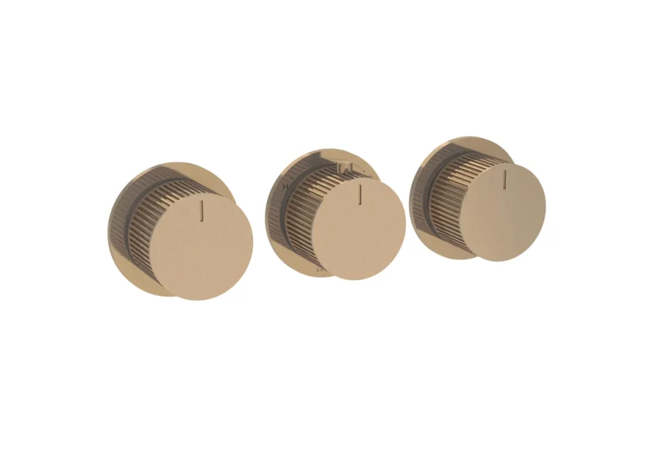 Saneux Cos 3 Way Thermostatic Shower Ring Valve Kit - W/ Fluted Handle - Portrait & Landscape - Brushed Bronze product image - Image 3
