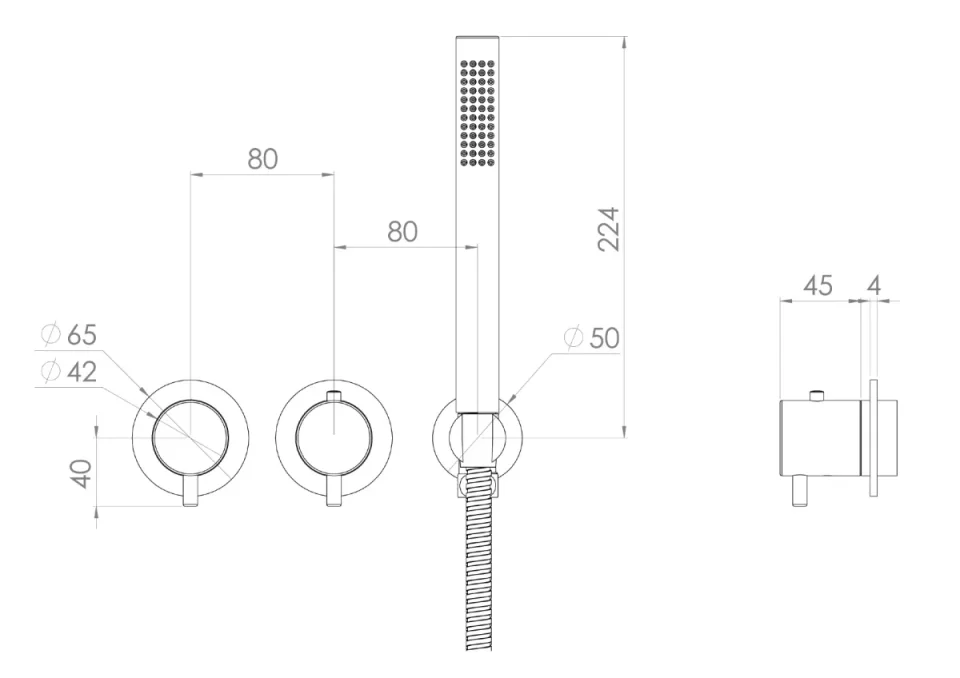 Saneux Cos 2 Way Thermostatic Shower Ring Valve Kit - W/ Classic Handle & Handset - Portrait & Landscape - Brushed Brass detail view - Image 3