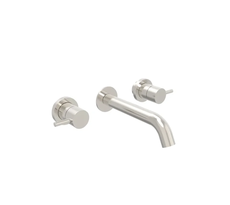 Saneux Cos 3 Piece Wall Mounted Basin Mixer - Brushed Nickel product image - Image 2