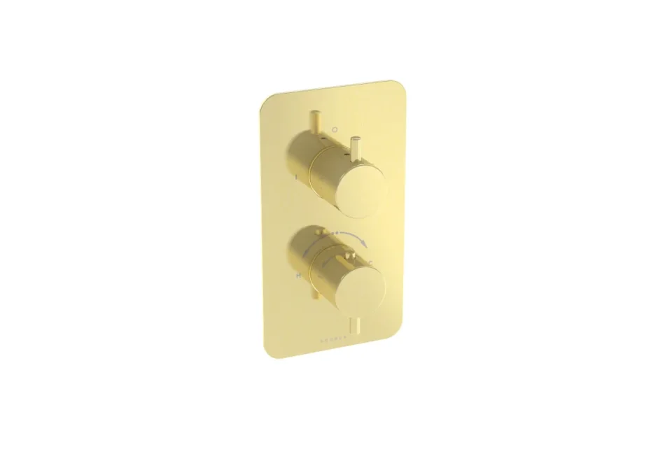 Saneux Cos 2 Way Thermostatic Shower Valve Kit - W/ Classic Handle - Portrait - Brushed Brass (pvd) product image - Image 3