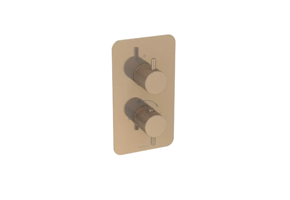 Saneux Cos 2 Way Thermostatic Shower Valve Kit - W/ Knurled Handle - Portrait - Brushed Bronze (pvd) product image - Image 3