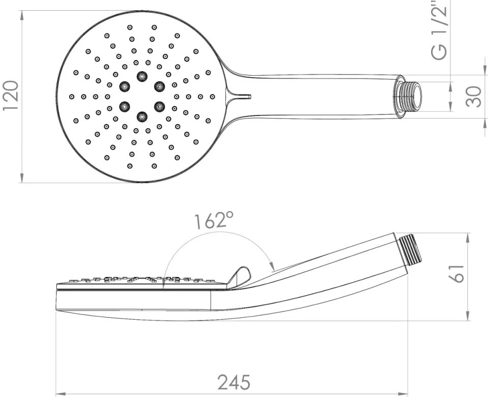 Saneux Cos 3 Function Shower Handset - Satin Black detail view - Image 3